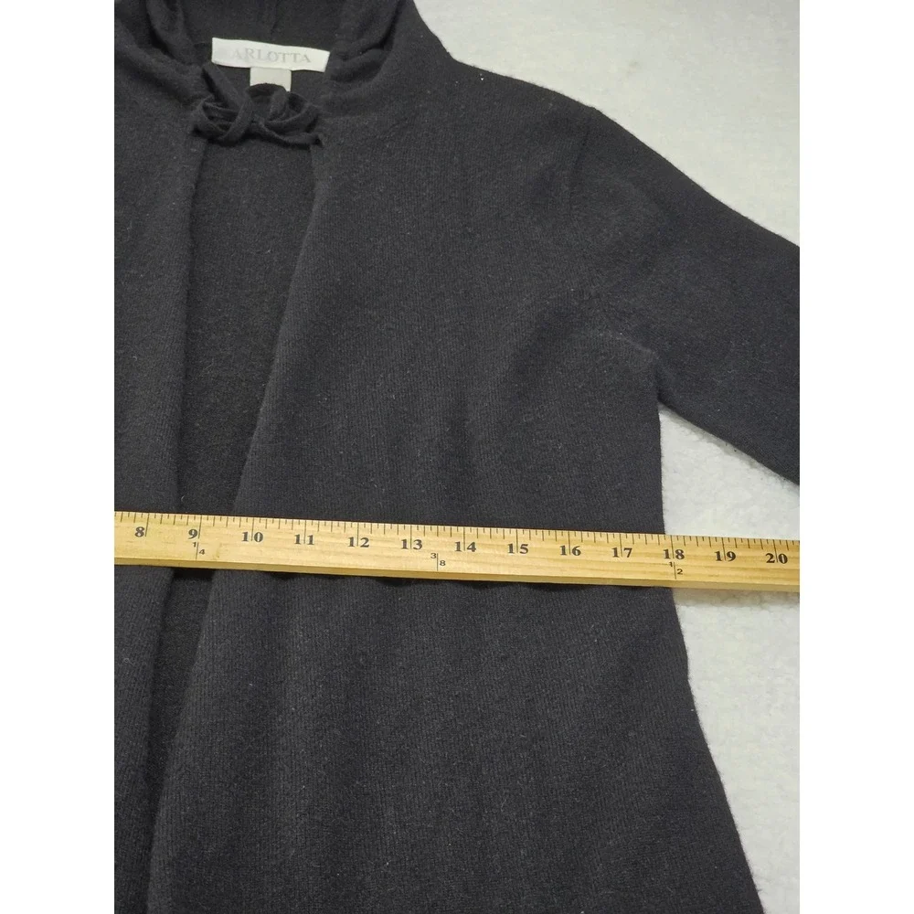 ARLOTTA Black 100%‎ Cashmere Hooded Long Open Front Cardigan Sweater